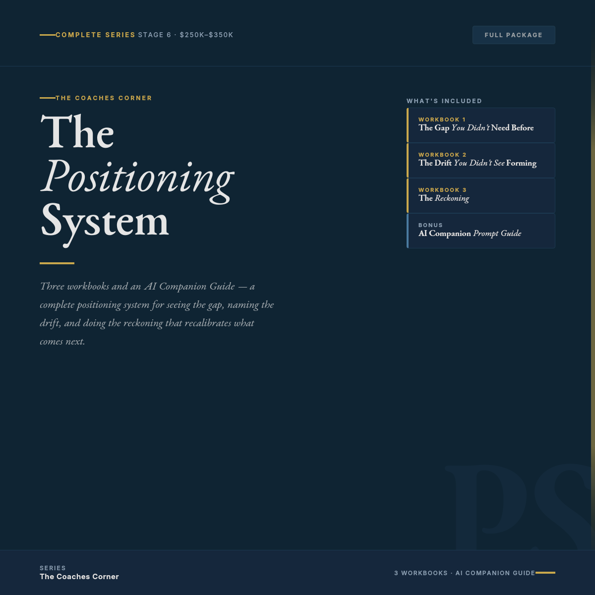 The Positioning System Workbook Package Cover